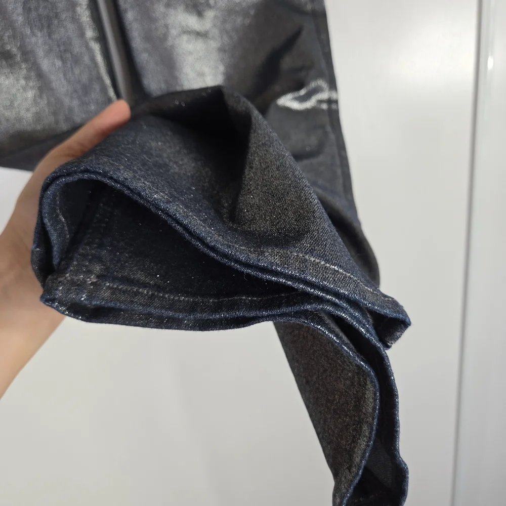 Gap Kids Low Stride Metallic Wide Leg Girls Size 16 Denim Jeans Adjustable Waist